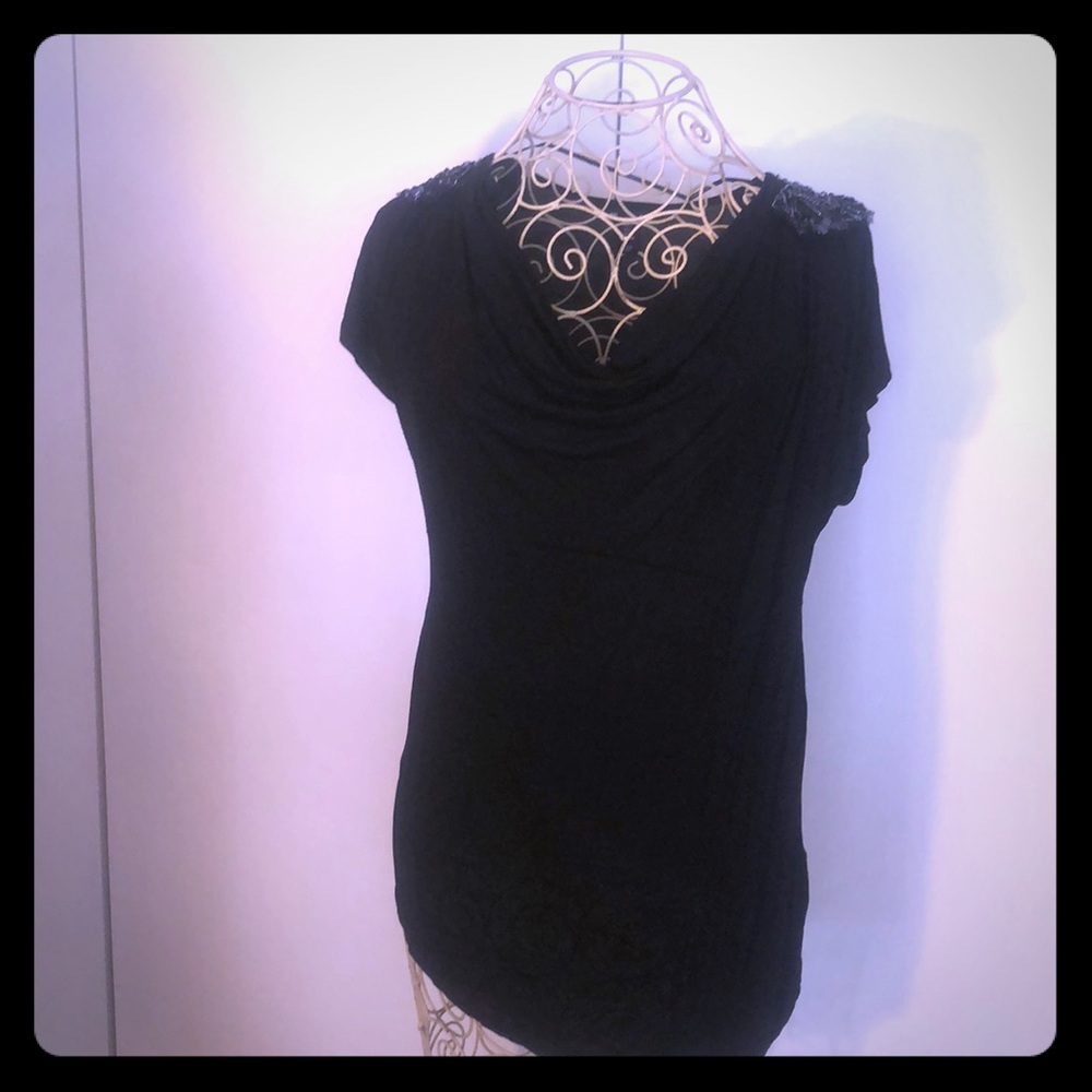Black embroidery shoulders top